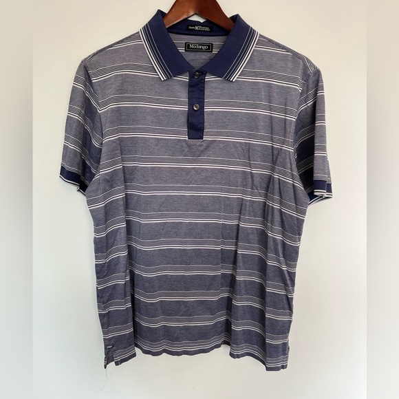 Modango Men's Blue Striped Polo Shirt size medium - Picture 4 of 6